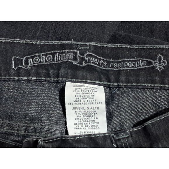 Y2K Flare Jeans Black Denim Size 5 T Low Rise Stretch by Nobo No Boundaries - Picture 3 of 12
